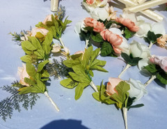 Wedding bouquet- set peach blush Ivory flowers 20 pieces