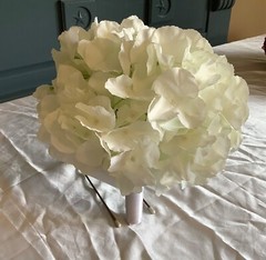 White silk hydrangea bridal bouquet