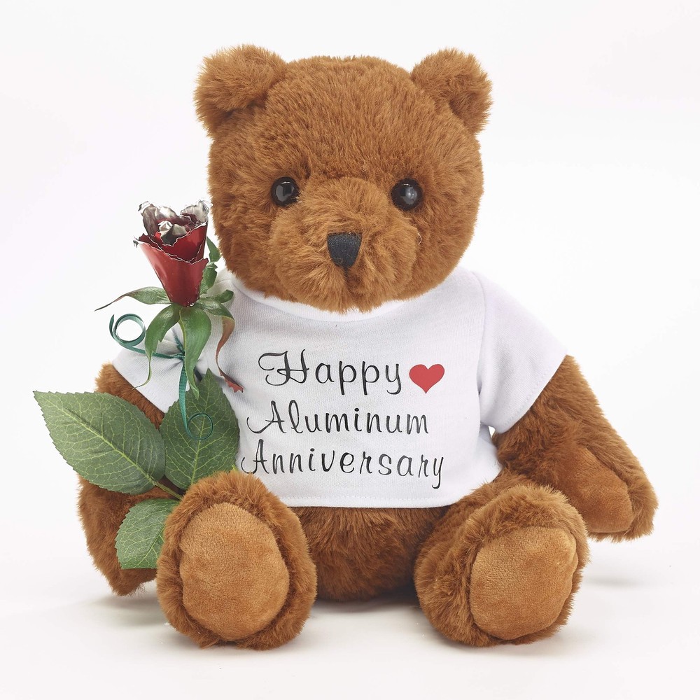 JustPaperRoses – 10th Wedding Anniversary Teddy Bear with