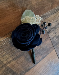 12PC Navy Blue Burgundy Blush Bridal Bouquet & Matching Sola Wood Wedding Flower
