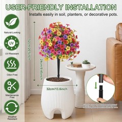 2PC 20in Artificial Topiary Ball Flowers Outdoor UV Resistant Spring Summer