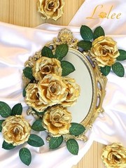 Rose Head Flowers with Stem – 108pcs Rose Artificial Flowers Bulk – 3.1” Gold