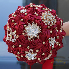 Bridal Wedding Bouquet round Holding Bouquet Throw Toss Artificial Rose Flower B
