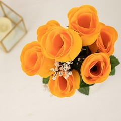 84 Orange SILK ROSE BUDS Wedding Party Flowers Bouquets Decorations on SALE