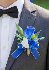 Royal Blue Corsage and Boutonniere Set for Wedding Prom, Artificial Rose Flower