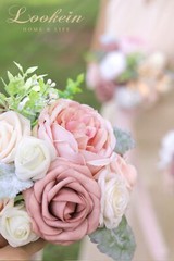 Lookein Bridesmaid Bouquet Set of 4 Boho Wedding Bouquet 7-Inch Fake Flower B…