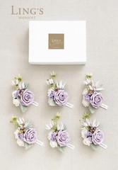 Ling’s Moment Lavender&Cream Boutonnieres&Wrist Corsage Set,Including Wedding…