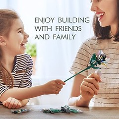 Rainbow Rose Flower Bouquet Building Set – 120pcs Botanical Decor, Compatible wi