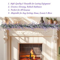 6ft Faux Lavender Garland – Purple Floral Decor for Weddings, 6ft-2pack