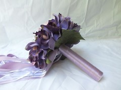 Wedding Bouquets 4pc package Bridal Bouquet SILK flowers Purple Orchid Hand Made