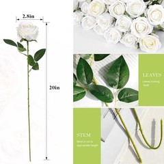 Pcs Artificial Roses Bulk Velvet Silk Roses Roses for Wedding 60 White