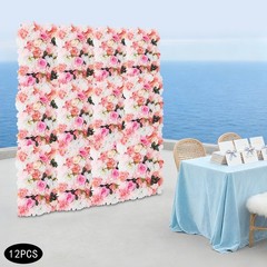 12 PCS Artificial Flower Wall Panels, Artificial Dahlias and Roses Decoration