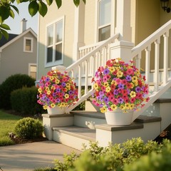 2PC 20in Artificial Topiary Ball Flowers Outdoor UV Resistant Spring Summer