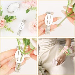 Elegant Rhinestone Wrist Corsage Set – 6 Pcs Adjustable Bands for Weddings