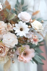 Artificial Flowers Combo Set Fake Flower Leaf Box with Brown & Nude Color