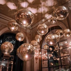 AplusChoice 8PCS Disco Ball Set 7″/12″/16″/20″/24″ Party Wedding Rose Gold