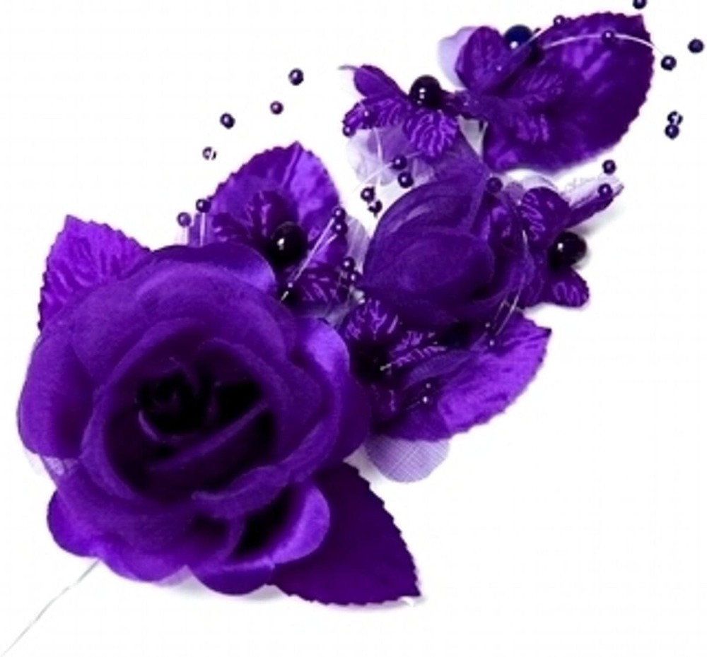 3 purple Silk Pearl & organza flower Corsages 5″x 2.5 with pearl pin