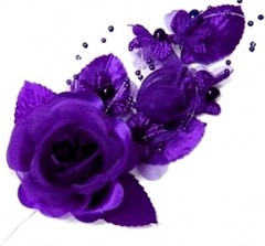 3 purple Silk Pearl & organza flower Corsages 5″x 2.5 with pearl pin