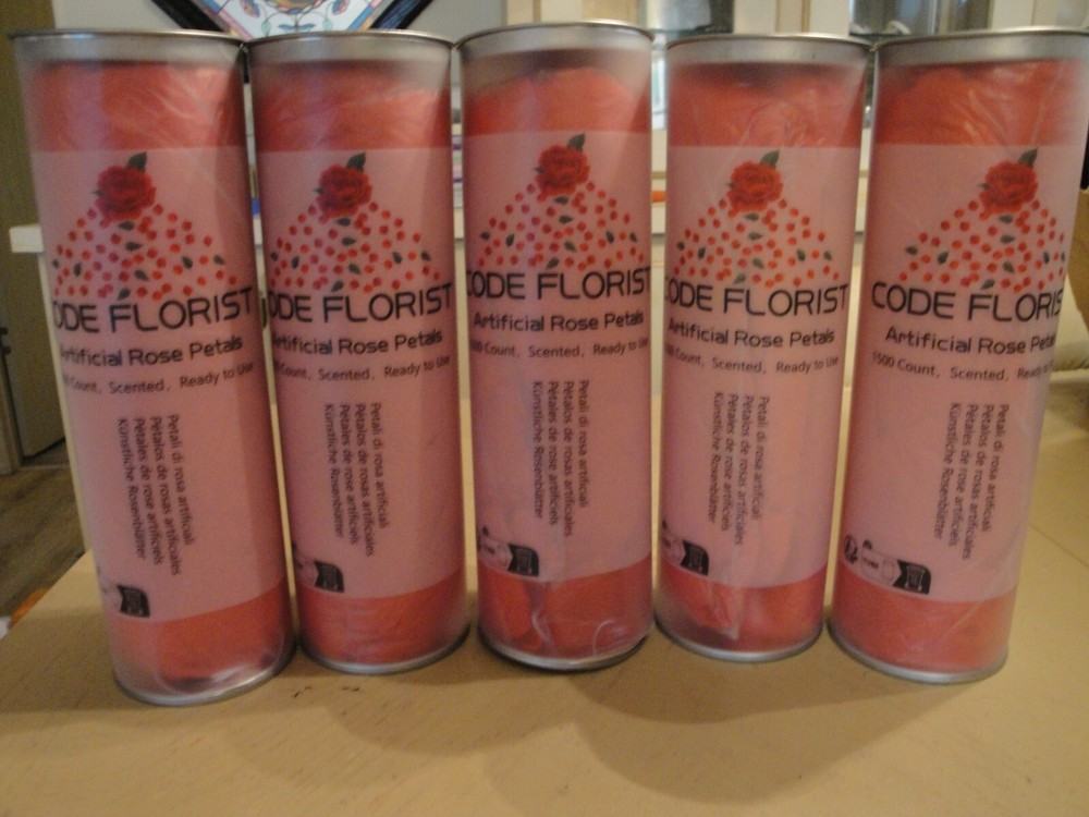Lot 5X CODE FLORIST 1500 Artificial Scented Silk Red Rose Petals 7500 Total #L23