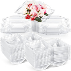 60 Pack Clear Plastic Flower Box for Corsage, Boutonniere, Rose, Orchid Prom Wed