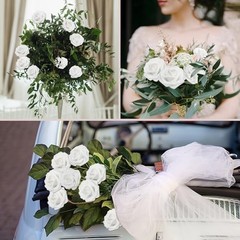 Artificial Flowers RosesPCS Real Looking Foam Fake Roses with Leaves 100 White