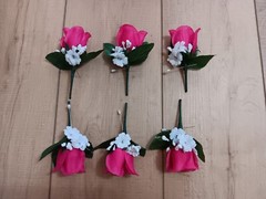 6pcs Hot Pink Rose Pin Boutonniere with pins~Groom~Best man~Prom~Wedding