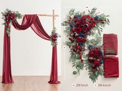 Burgundy Artificial Wedding Arch Flowers Kit Pack of 4, 2pcs Hanging Flower