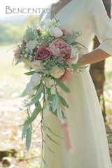 12 Inch Dusty Rose Bridal Bouquet, Cascading Bouquet,Wedding Bouquet,for Wedd…