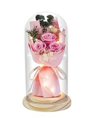 Preserved Flowers Gifts for Her,Preserved Rose Bouquet in Glass Pink