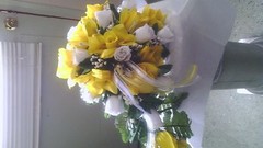 Large wedding bouquet white & yellow 3 med & 3 small bouquets Rush order avail