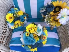 Sunflower wedding flowers pkg bridal bouquet decorations 18 Bouquets turquoise