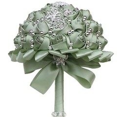 Handmade Wedding Bouquet with Silver Rhinestone Brooch Pearl Bridal Bouquet f…