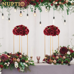 Burgundy Silk Rose Ball Centerpieces – 10 Pcs for Weddings & Parties