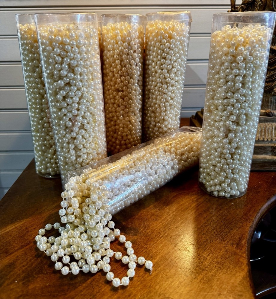Beaded Faux Pearls Garlands Off White 38.5 ft Total Wedding Decor 5.5 Ft Each