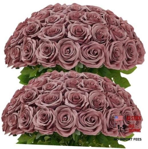 100 Pcs Artificial Roses Bulk Silk Dusty Rose Roses for Wedding Dustyrose