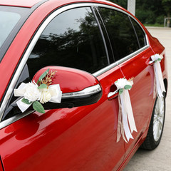 6 Pcs Ivory & White Rose Wedding Car Decoration Kit – Bouquet Door Handle & Rear