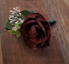 Burgundy Navy Blue White Cascade Bridal Bouquet Sola Wood Wedding Flowers