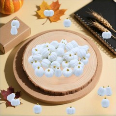 DoubleWood Mini Pumpkins for Crafts, 60Pcs Decorative Miniature White