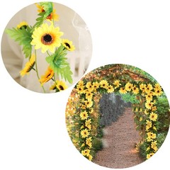2 Pcs Artificial Sunflower Garland,Sunflower Vine with 230cm, Green