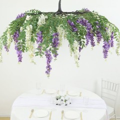 55″ CREAM PURPLE Silk Wisteria Vine Hanging Artificial FLOWER Chandelier Party