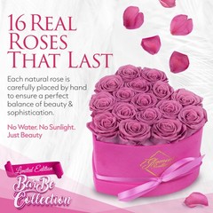 GLAMOUR BOUTIQUE 16 Flower Forever Heart Shape 16 Roses, Velvet Pink 16 Roses