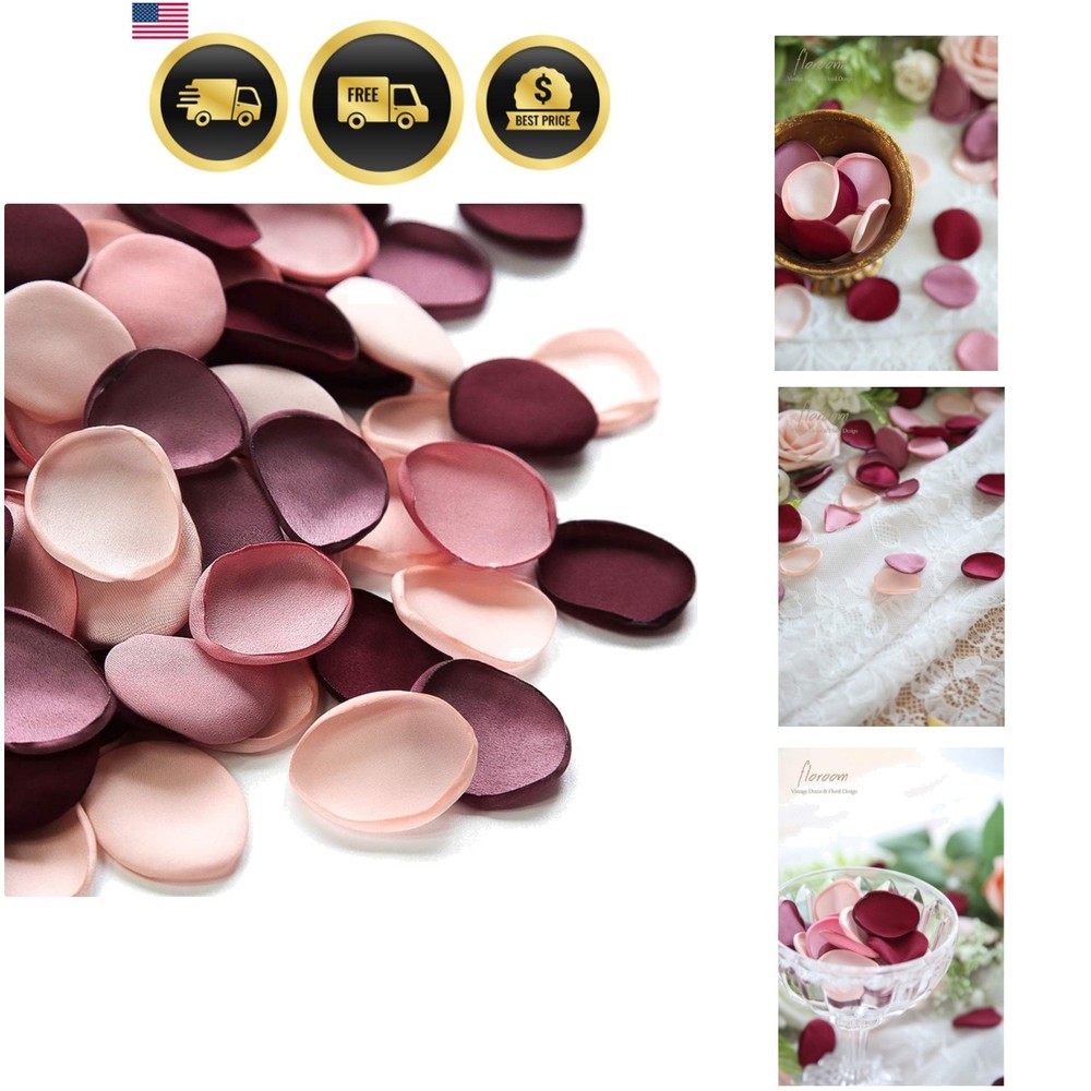 300pcs Rose Petals Burgundy Maroon Faux Silk Flower Petals for Wedding Flower…