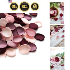300pcs Rose Petals Burgundy Maroon Faux Silk Flower Petals for Wedding Flower…