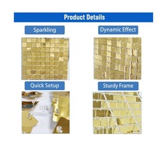 48 Pcs Light Gold Shimmer Wall Backdrop Panels for Birthday Decorations, 8×6 …