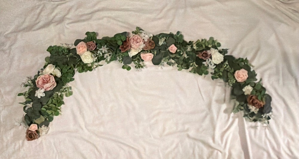 LING’S Moment Wedding Garland 5ft, Dusty Rose, White, Pastel Pink