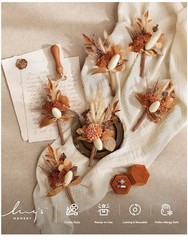 6 Ling’s Moment Mens Boutonniere Rust Boho Terracotta Artificial Flower Damg Box