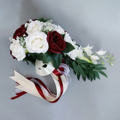 Bridal Artificial Rose Bouquet Silk Flowers Bridesmaid Drop Shape Decor