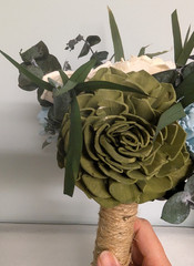 Nantucket Blue Green Cream Sola Wood Bridal Bouquet Bridesmaid Wedding Flowers