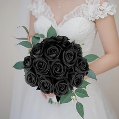 Artificial Roses Bulk Silk Rose with Stem, 52pcs Fake Flowers Decoration Black