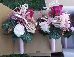 Ling’s Moment Artificial Flowers Hot Pink Bridesmaid Bouquet – Set of 4